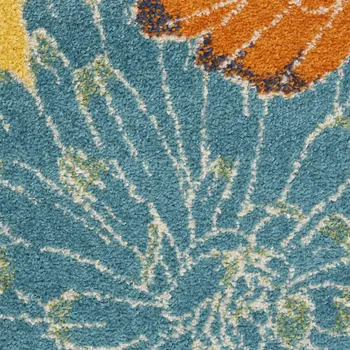 5' X 7' Yellow Floral Power Loom Area Rug