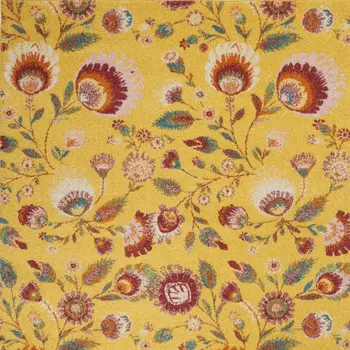 5' X 7' Yellow Floral Power Loom Area Rug