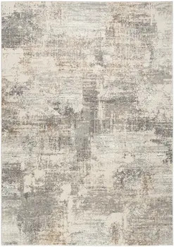 5' X 7' Beige Ivory and Gray Abstract Non Skid Area Rug