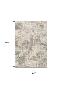 5' X 7' Beige Ivory and Gray Abstract Non Skid Area Rug
