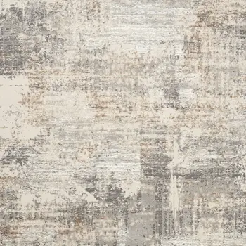 5' X 7' Beige Ivory and Gray Abstract Non Skid Area Rug