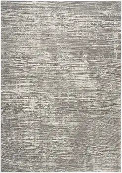 5' X 7' Ivory and Gray Abstract Non Skid Area Rug