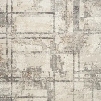 5' X 7' Ivory Gray and Black Abstract Non Skid Area Rug