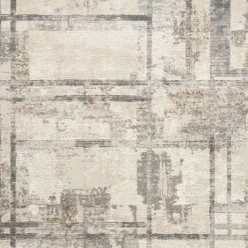 5' X 7' Ivory Gray and Black Abstract Non Skid Area Rug
