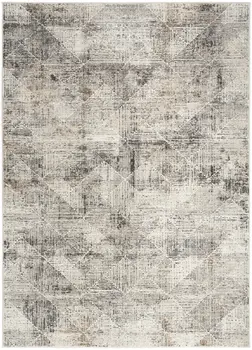 5' X 7' Ivory and Gray Abstract Non Skid Area Rug