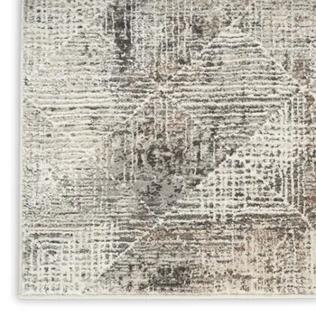 5' X 7' Ivory and Gray Abstract Non Skid Area Rug