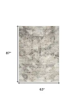 5' X 7' Ivory and Gray Abstract Non Skid Area Rug