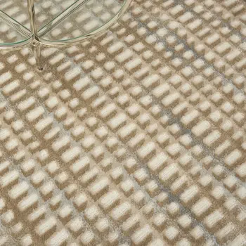 5' X 7' Beige And Blue Abstract Indoor Outdoor Area Rug