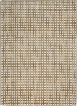 5' X 7' Beige And Blue Abstract Indoor Outdoor Area Rug