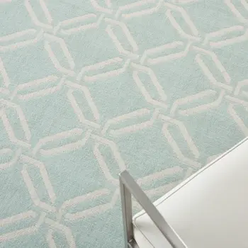 6' X 9' Beige and Green Trellis Non Skid Area Rug