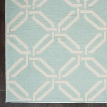 6' X 9' Beige and Green Trellis Non Skid Area Rug