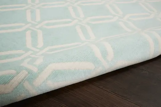 6' X 9' Beige and Green Trellis Non Skid Area Rug
