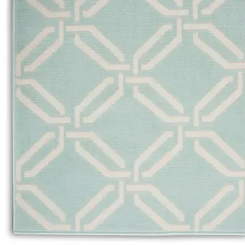 6' X 9' Beige and Green Trellis Non Skid Area Rug