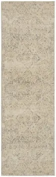 7' Beige And Gray Geometric Distressed Runner Rug