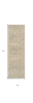 7' Beige And Gray Geometric Distressed Runner Rug