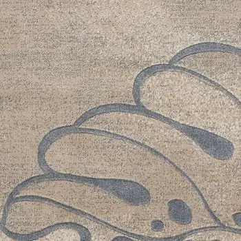 5' X 7' Beige and Gray Botanical Leaves Non Skid Area Rug