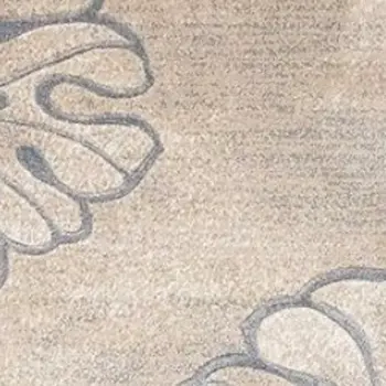 8' Beige and Gray Floral Non Skid Runner Rug