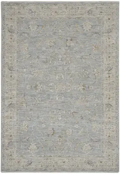 4' X 6' Beige and Blue Floral Power Loom Area Rug