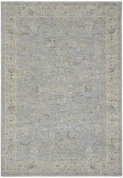 4' X 6' Beige and Blue Floral Power Loom Area Rug