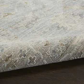4' X 6' Beige and Blue Floral Power Loom Area Rug