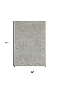 4' X 6' Beige and Blue Floral Power Loom Area Rug