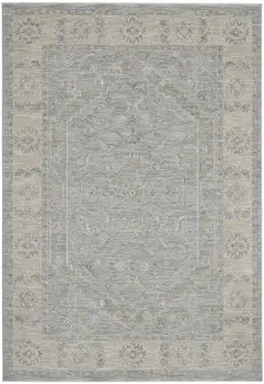 4' X 6' Beige and Blue Floral Power Loom Area Rug