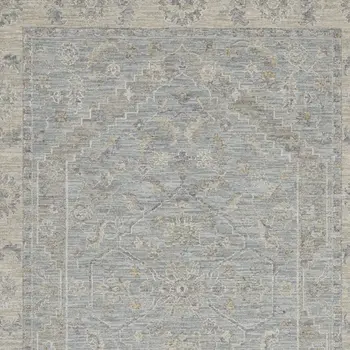4' X 6' Beige and Blue Floral Power Loom Area Rug