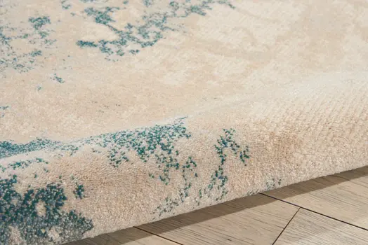 5' X 7' Teal and Ivory Abstract Non Skid Area Rug