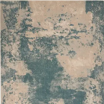 5' X 7' Teal and Ivory Abstract Non Skid Area Rug