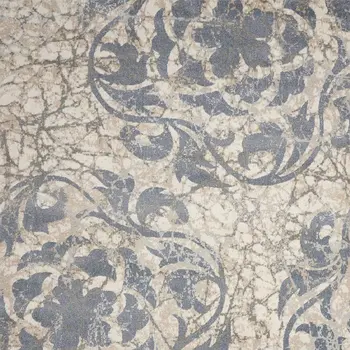 5' X 7' Ivory Charcoal and Gray Floral Distressed Non Skid Area Rug