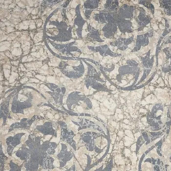 5' X 7' Ivory Charcoal and Gray Floral Distressed Non Skid Area Rug