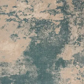 8' Teal and Ivory Abstract Non Skid Runner Rug