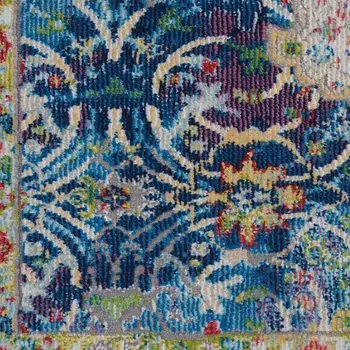 2' X 4' Ivory and Yellow Floral Medallion Distressed Non Skid Area Rug