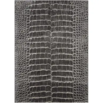 5' X 7' Beige Charcoal and Cream Animal Print Distressed Non Skid Area Rug