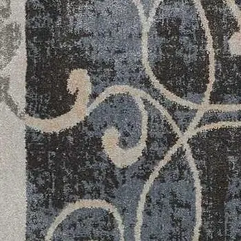 5' X 7' Tan Black and Ivory Floral Vines Non Skid Area Rug