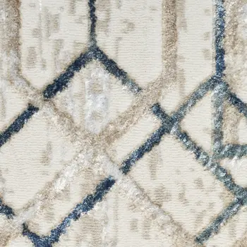 5' X 7' Teal and Ivory Abstract Non Skid Area Rug