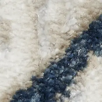 8' Ivory Teal Blue and Black Abstract Non Skid Runner Rug
