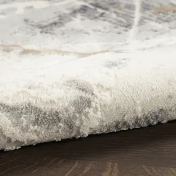 8' X 10' Ivory Black and Gray Abstract Non Skid Area Rug