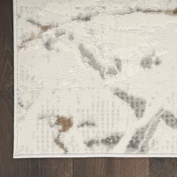 8' X 10' Ivory Black and Gray Abstract Non Skid Area Rug