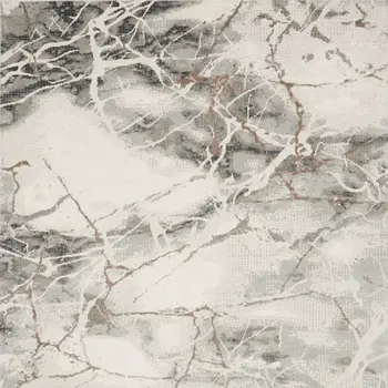 8' X 10' Ivory Black and Gray Abstract Non Skid Area Rug
