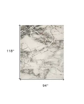 8' X 10' Ivory Black and Gray Abstract Non Skid Area Rug