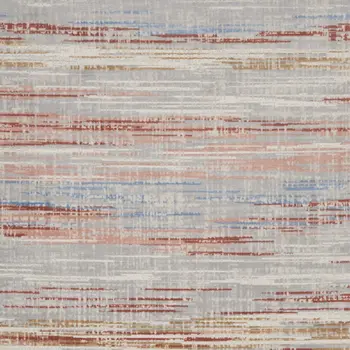 8' X 10' Ivory Red and Blue Abstract Non Skid Area Rug