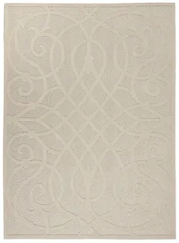 6' X 9' Cream And Beige Trellis Indoor Outdoor Area Rug