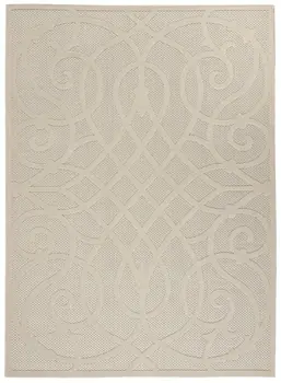 6' X 9' Cream And Beige Trellis Indoor Outdoor Area Rug