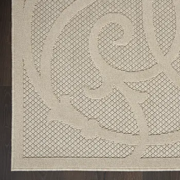 6' X 9' Cream And Beige Trellis Indoor Outdoor Area Rug