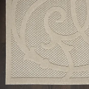 6' X 9' Cream And Beige Trellis Indoor Outdoor Area Rug