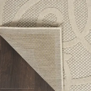6' X 9' Cream And Beige Trellis Indoor Outdoor Area Rug