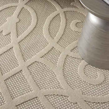 6' X 9' Cream And Beige Trellis Indoor Outdoor Area Rug
