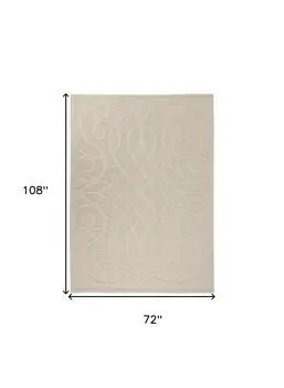 6' X 9' Cream And Beige Trellis Indoor Outdoor Area Rug