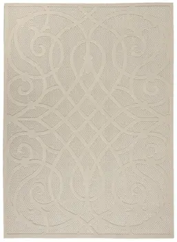 6' X 9' Cream And Beige Trellis Indoor Outdoor Area Rug